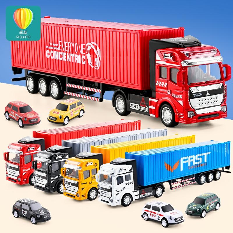 Kindermodelspeelgoed |   Kinderen Metalen Container Vrachtwagen Speelgoed Jongens Bouwtransport Grote Vrachtwagen Halfhangende Kleine Auto Modellen Kindermodelspeelgoed Kindermodelspeelgoed