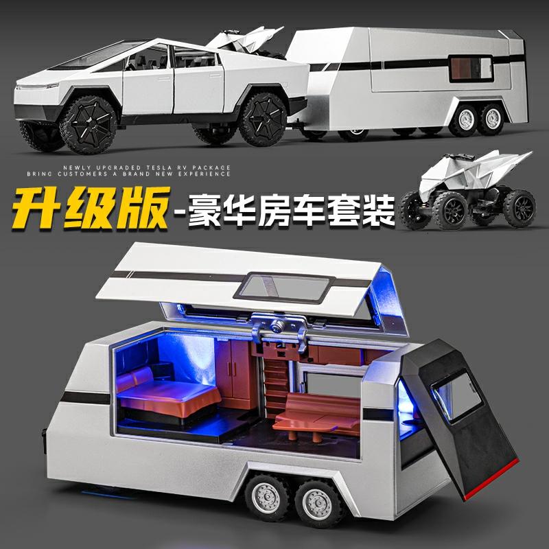 Kindermodelspeelgoed |   Tesla Cybertruck Model Trailer Camper Speelgoedauto Kinderen Auto Legering Speelgoedauto Jongens Cadeau Kindermodelspeelgoed Kindermodelspeelgoed