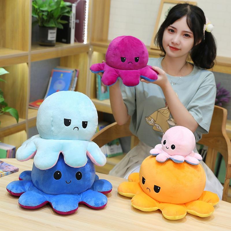 Kinderpluche Speelgoed |   Superzachte Dubbele Octopus Om Te Draaien Knuffel, Kinderemotie Flip Octopus Pluche Speelgoed Pop. Kinderpluche Speelgoed Kinderpluche Speelgoed